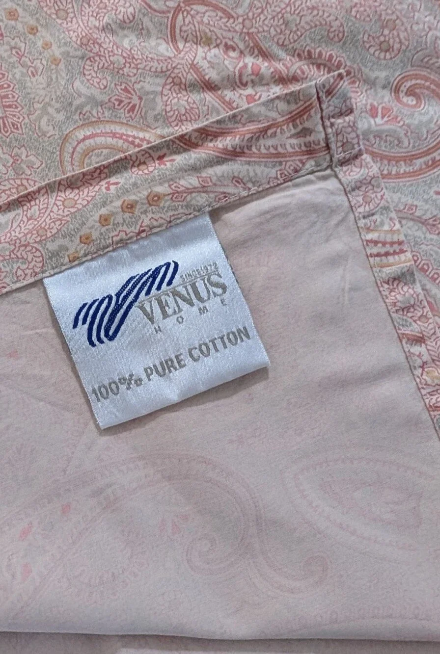 Venus Home Pink Paisley Cotton Flat Sheet Queen 88